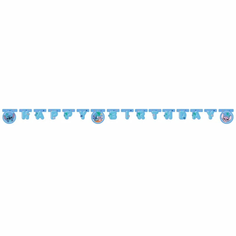 Disney Stitch Happy Birthday Banner 2 m – hellblau