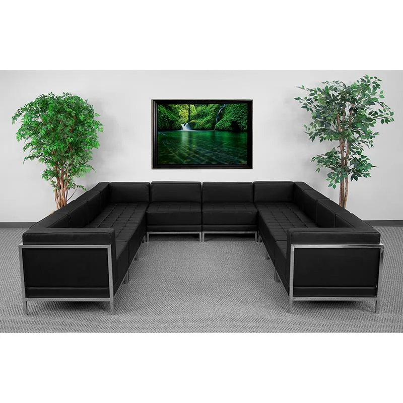 Hercules Imagination Series Black Leathersoft U-Shape Sectional Configuration, 10 Pieces By Flash Furniture | Sofa Set | Modishstore - 1