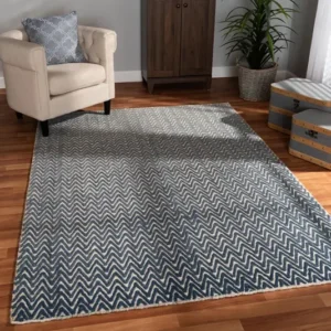 Baxton Studio Alcoy Modern and Contemporary Blue Handwoven Wool Area Rug | Modishstore | Rugs