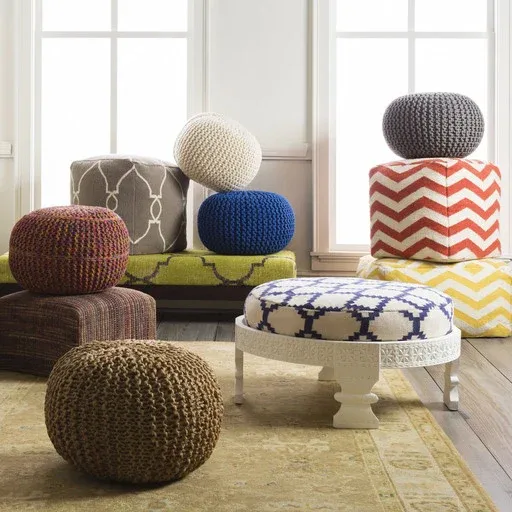 Surya Wisteria Sphere Pouf - Textural - WTPF-001 | Poufs | Modishstore