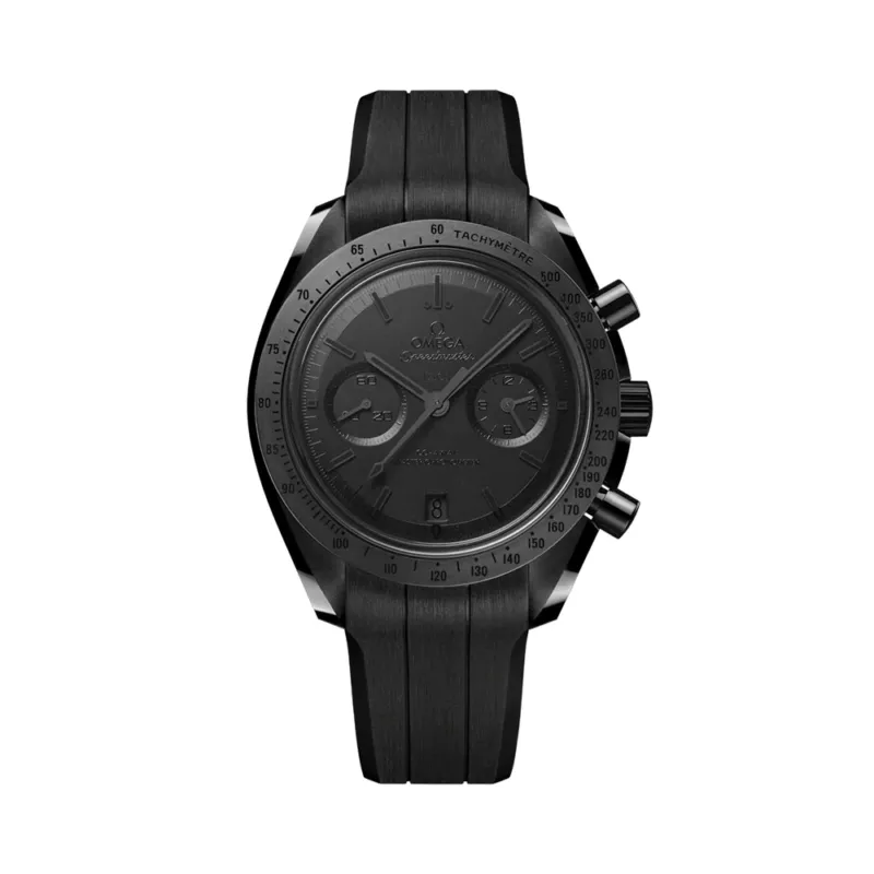 Omega Speedmaster Dark Side of the Moon black ceramic watch with full black rubber strap