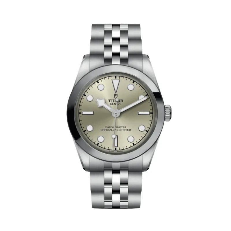 Tudor Black Bay One 31mm with light champagne dial on a stainless steel bracelet.