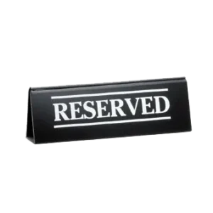 TableCraft | Reserve Sign Table Tent, Black, 2" x 6" - ChefEquipment.com