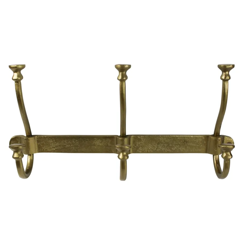 Murphy Hook Rail - 3, Brass Set Of 4 By HomArt | Hooks & Racks | Modishstore