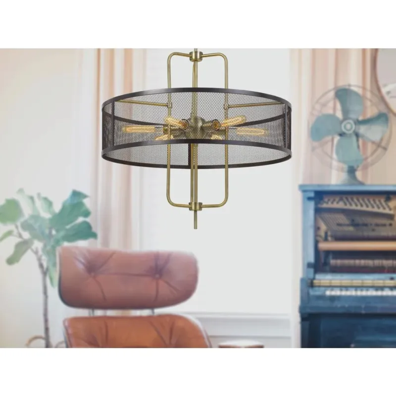 60W X 6 Leiden Metal Chandelier With Mesh Shade (Edison Bulbs Are Not Included) By Cal Lighting | Chandeliers | Moidshstore