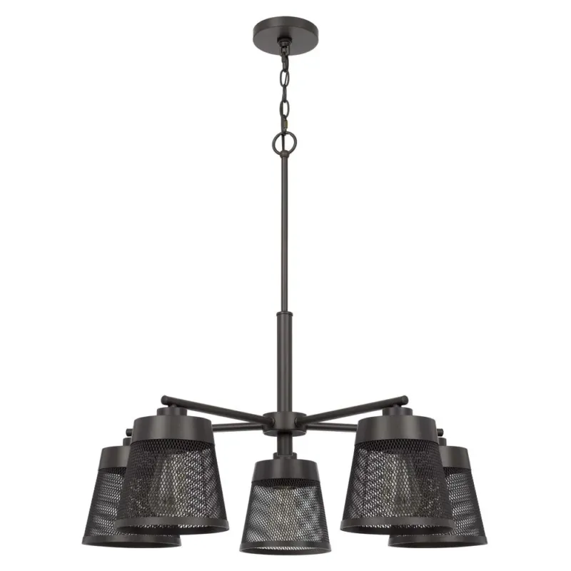 60W X 5 Hampton Metal Chandelier With Mesh Shades By Cal Lighting | Chandeliers | Moidshstore