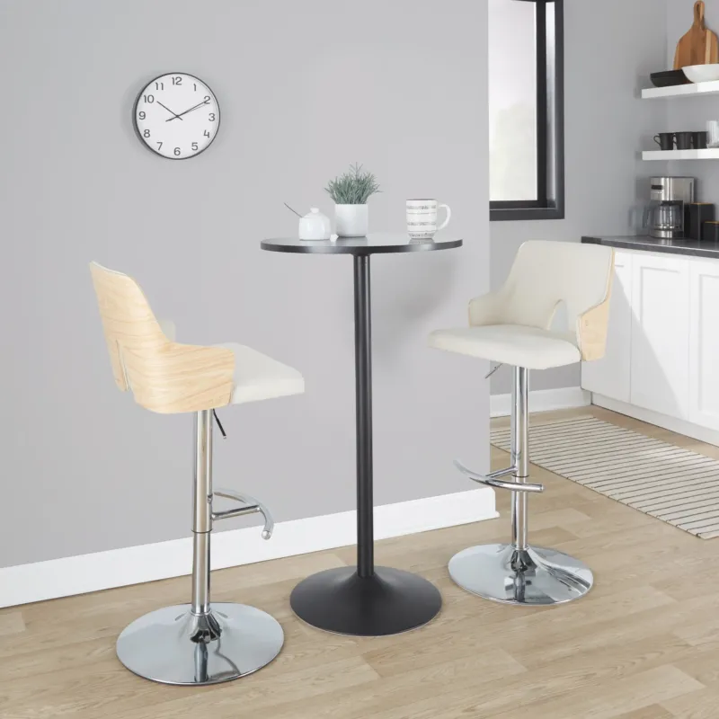 Stella Adjustable Barstool - Set of 2 Cream By LumiSource | Bar Stools | Modishstore