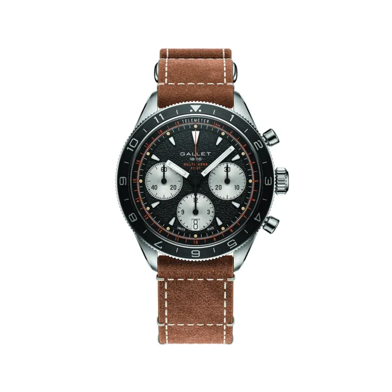 Multichron Pilot Chronograph 42mm - Black on Leather Strap