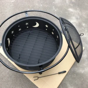30" Fire Pit with Charcoal Grill and Spark Screen By Homeroots | FIRE PITS | Modishstore