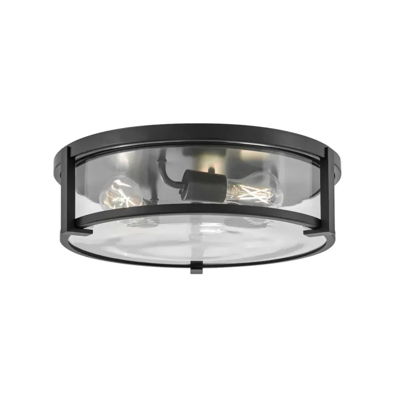 Lowell 16" Clear Flush Mount | Black