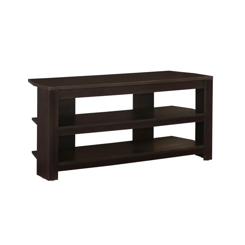 16" Dark Brown Particleboard Open Shelving TV Stand By Homeroots | TV Stands | Modishstore