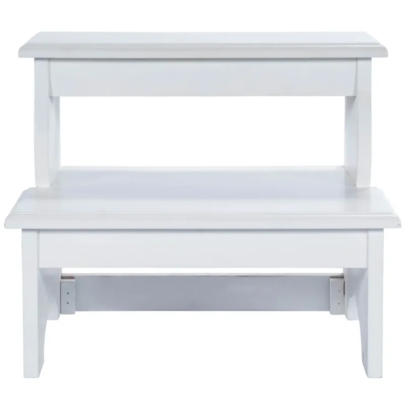 White Wood Footstool By Homeroots | Ottomans | Modishstore - 1
