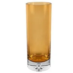 Amber Mouth Blown Bubble Glass Thick Walled Cylinder Vase By Homeroots | Vases | Modishstore - 2
