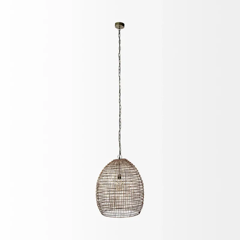 Metallic Woven Hanging Pendant Light By Homeroots | Pendant Lamps | Modishstore
