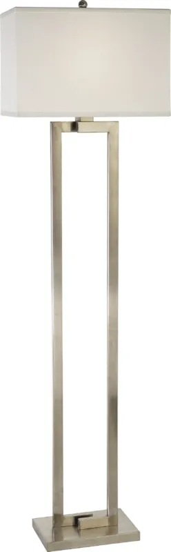Riley 1-Light Brushed Nickel Floor Lamp With Off White Shantung Shade By Homeroots | Floor Lamps | Modishstore