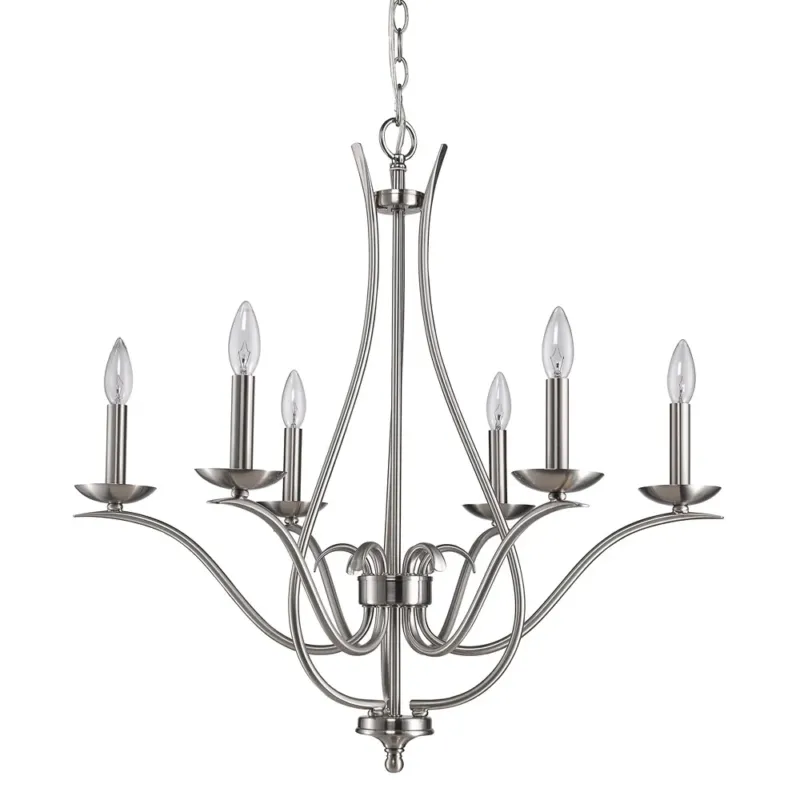 Genevieve 5-Light Satin Nickel Chandelier By Homeroots | Chandeliers | Modishstore