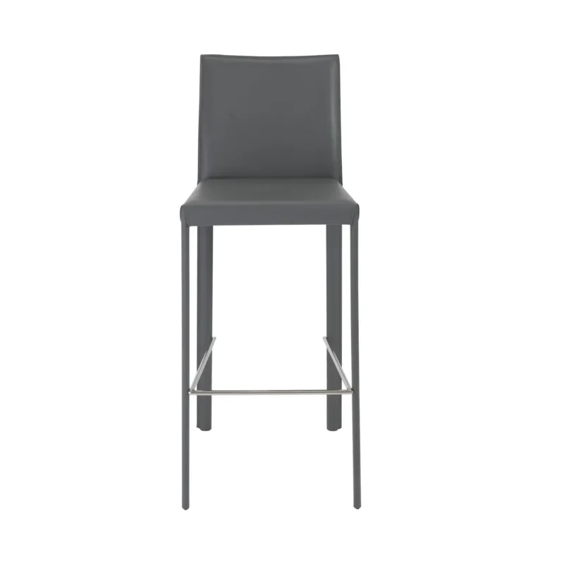 Set Of Two 41" Gray Steel Low Back Bar Height Chairs With Footrest By Homeroots | Bar Stools | Modishstore