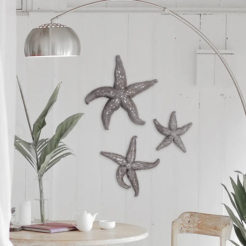 19" Silver Pewter Textured Starfish Wall Art By Homeroots | Wall Decor | Modishstore