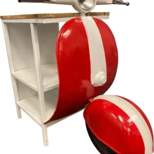 Red and Off White Novelty Scooter Open Cabinet With Two Shelves By Homeroots | Cabinets | Modishstore - 1