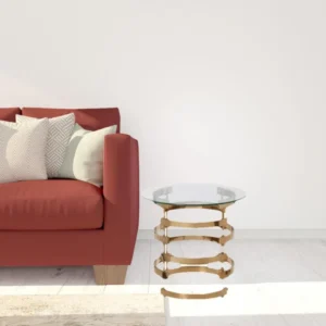 21" Champagne Glass And Iron Round End Table By Homeroots | End Tables | Modishstore