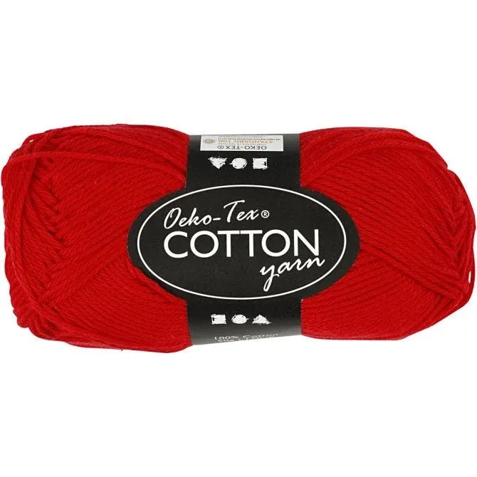 Cotton Yarn - Dark red no. 8/4, L: 170 m, 50g 1 Ball