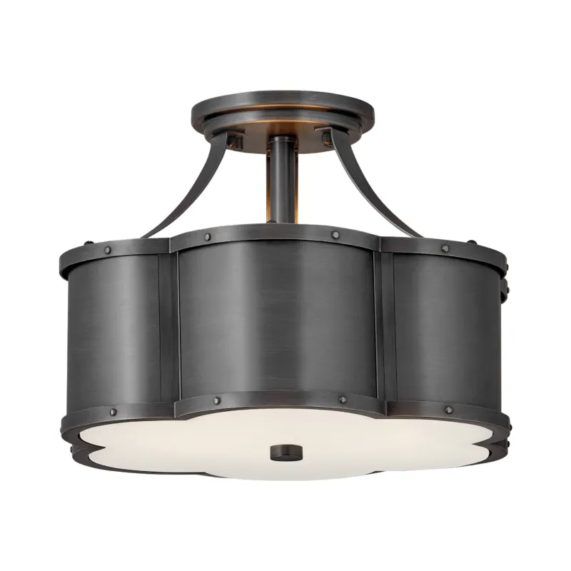 Chance 14" Semi-Flush Mount | Blackened Brass