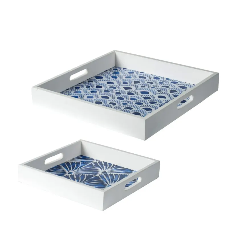 A&B Home Bold Indigo and White Decorative Tray | Trays | Modishstore