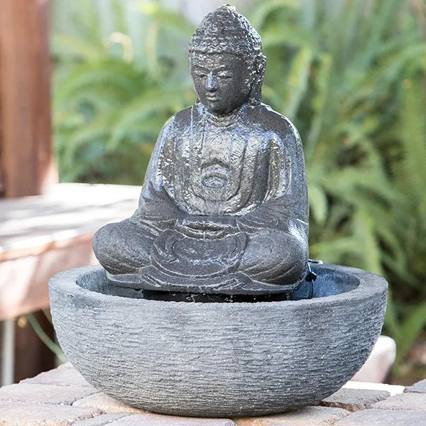 Small Sitting Buddha Water Fountain By Garden Age Supply | Sculptures | Modishstore - 1