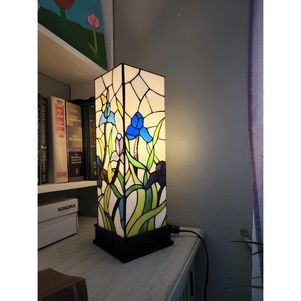 18" Tiffany Style Floral Dark Brown Base Table Lamp By Homeroots | Table Lamps | Modishstore