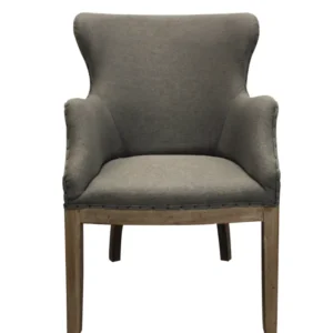 25" Gray Linen And Natural Solid Color Arm Chair By Homeroots | Armchairs | Modishstore