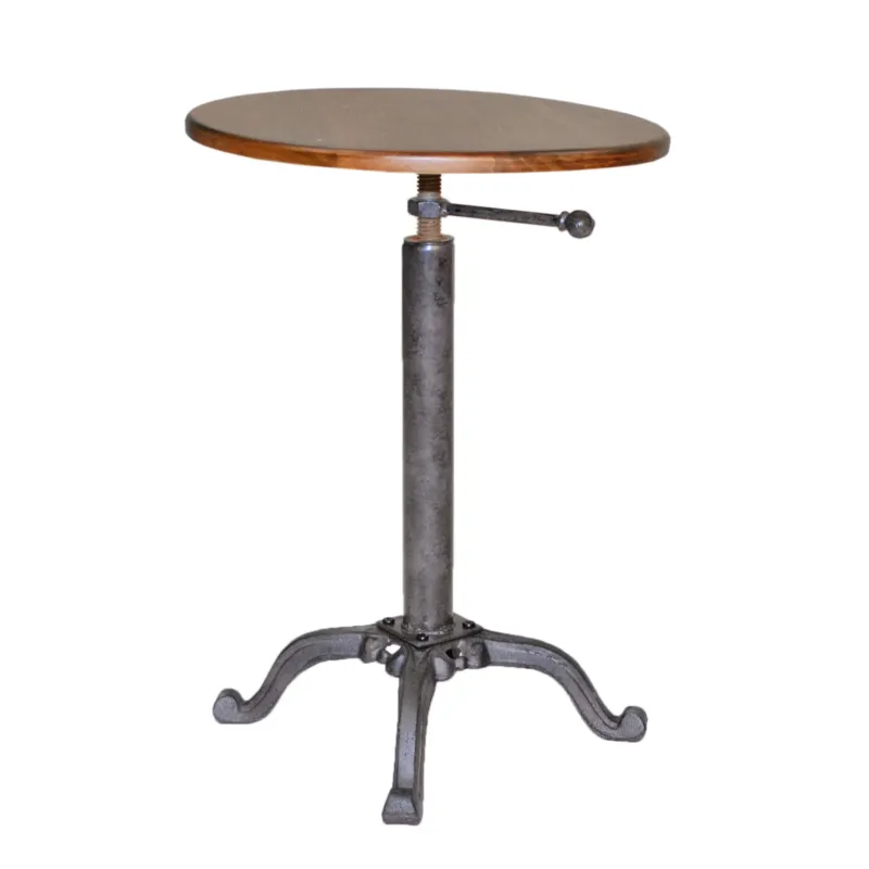 22" Industrial And Chestnut Solid Wood Round End Table By Homeroots | End Tables | Modishstore