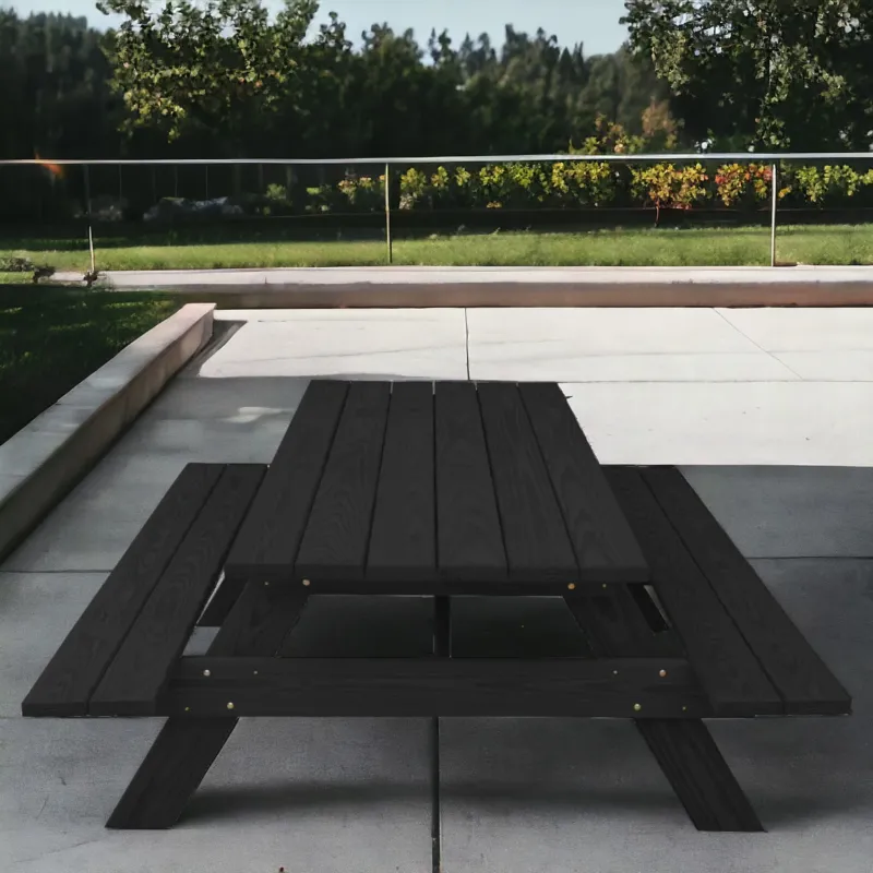Charcoal Solid Wood Outdoor Picnic Table By Homeroots | Outdoor Tables | Modishstore - 1
