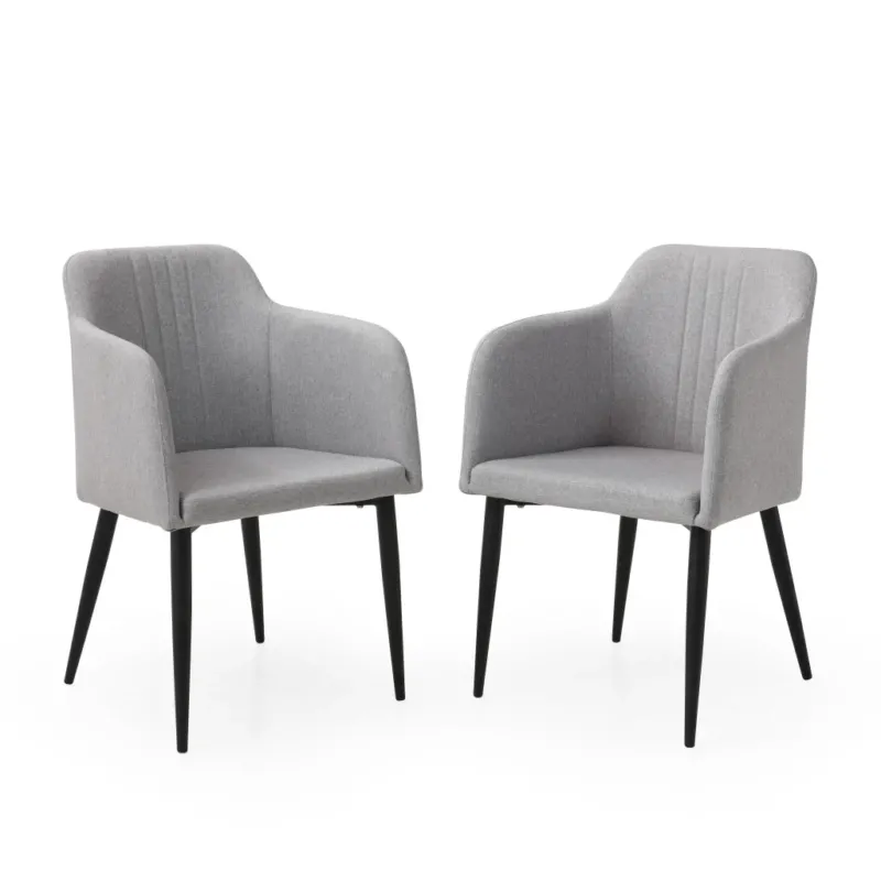 Set of Two Light Gray and Black Upholstered Arm Chair By Homeroots | Accent Chairs | Modishstore - 1
