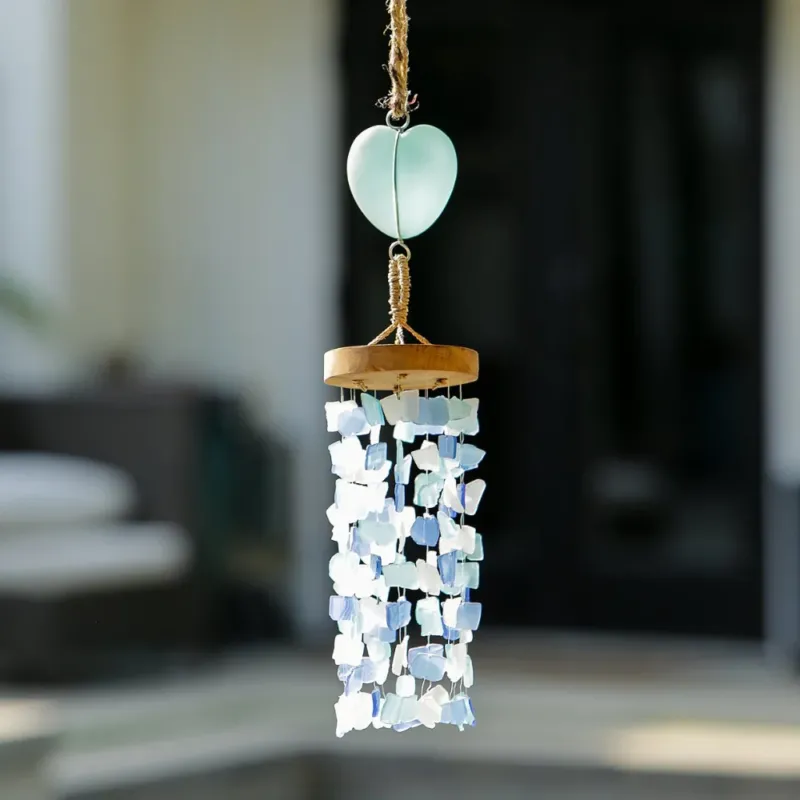 Recycled Glass Heart Mobile Set of 4 By Garden Age Supply | Garland & Wreath | Modishstore - 1