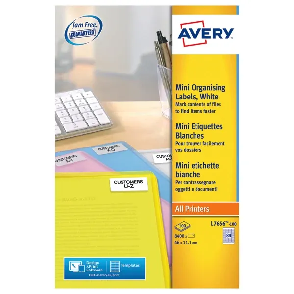 Avery Laser Mini Labels 84 Per Sheet White (Pack of 8400) L7656-100