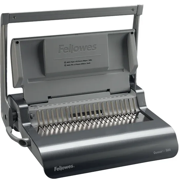 Fellowes Grey Quasar+ 500 Manual Comb Binding Machine 5627701