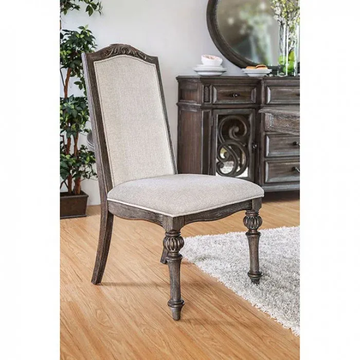 Fabric Seat And Back Upholstered Side Chair, Rustic Brown, Pack Of 2 By Benzara | Dining Chairs | Modishstore
