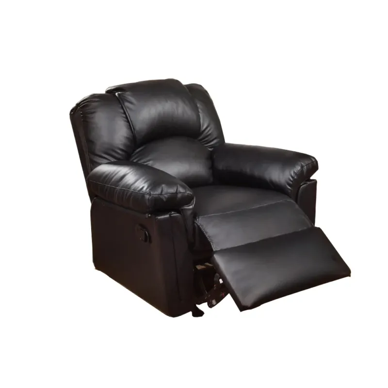 Bonded Leather Rocker/Recliner, Black By Benzara | Chairs & Recliners | Modishstore
