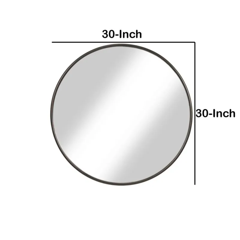 Contemporary Round Metal Framed Wall Mirror, Small, Bronze And Silver By Benzara | Mirrors | Modishstore