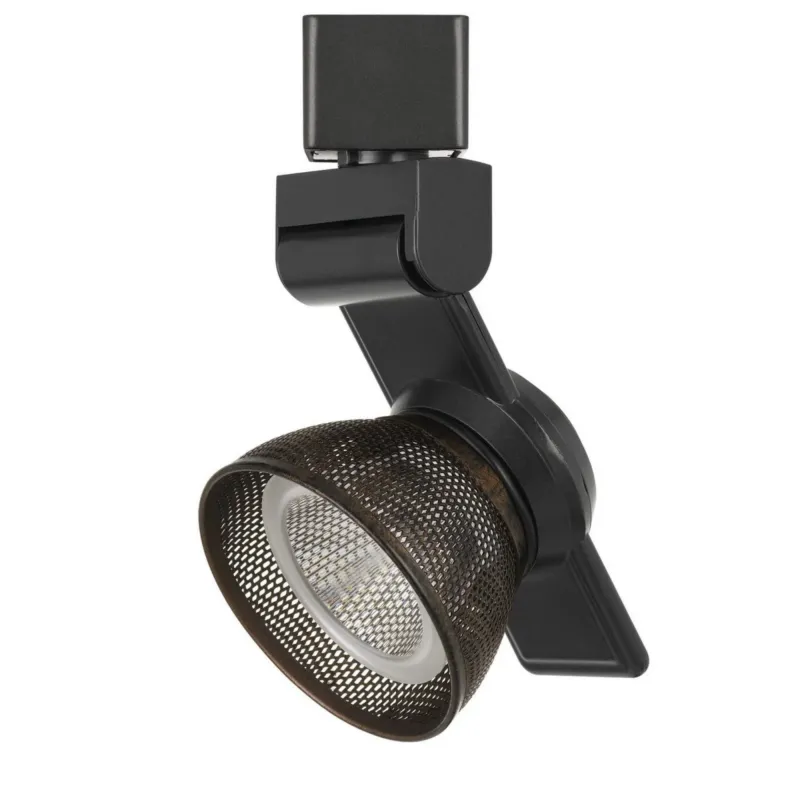 12W Integrated Led Metal Track Fixture With Mesh Head, Black And Bronze By Benzara | Track Lights | Modishstore