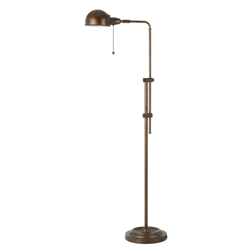 Adjustable Height Metal Pharmacy Lamp With Pull Chain Switch, Bronze By Benzara | Floor Lamps | Modishstore