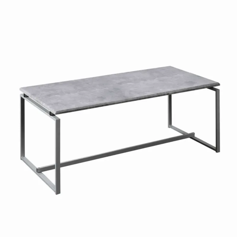 3 Piece Faux Concrete Top Occasional Table Set, Gray And Silver By Benzara | Coffee Tables | Modishstore