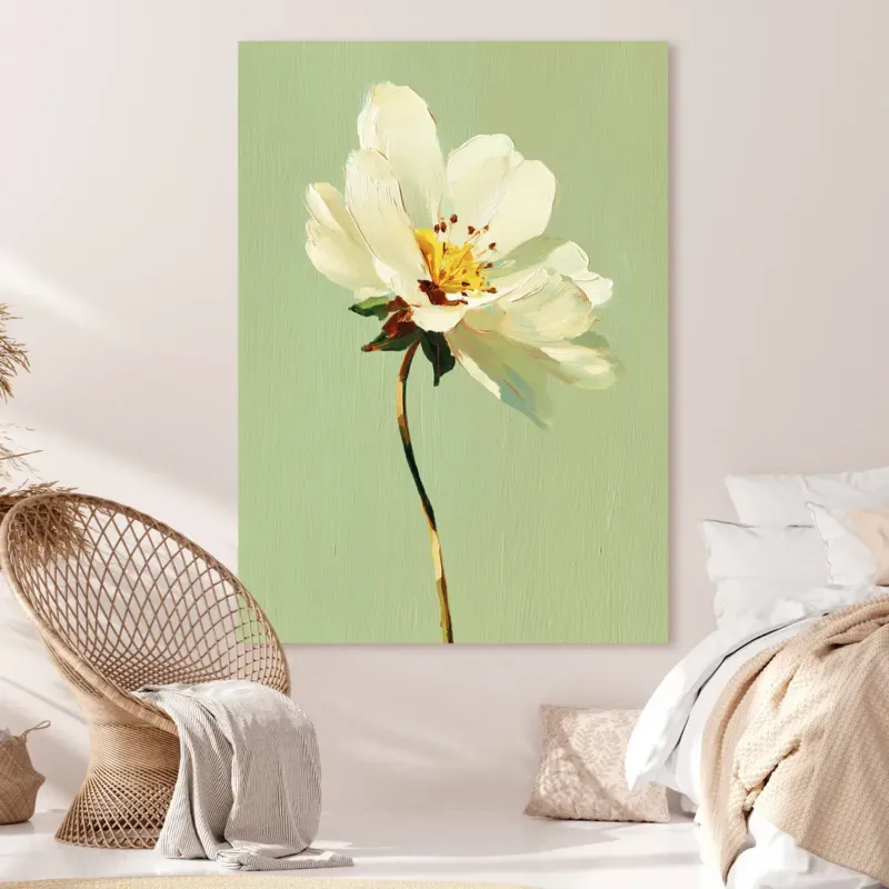 Canvastavla - White Wildflower