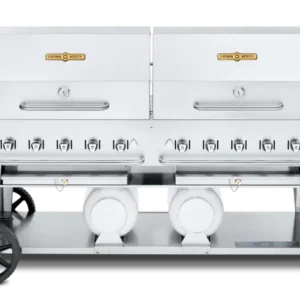 Crown Verity CV-CCB-72RDP Club Series 72" Grill, Horizontal Tanks, 2 x 36" Roll Domes & Bun Racks, Propane