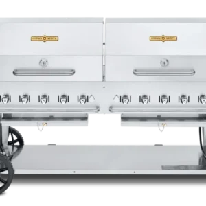 Crown Verity Mobile 72" Gas Grill with 2 x 36" Roll Domes & Bun Racks