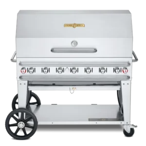 Crown Verity Pro Series Rental 48" Gas Grill with Crash Bars, Roll Dome and Bun Rack