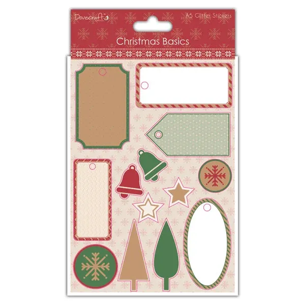 Dovecraft Christmas Basics A5 Glitter Stickers