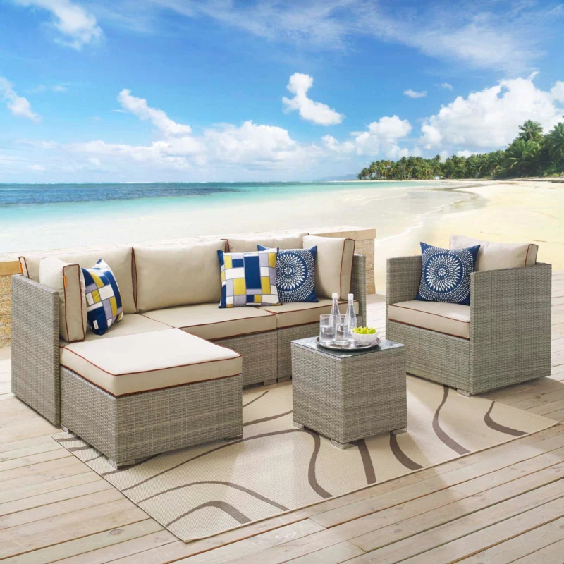 Repose 6 Piece Outdoor Patio Sectional Set By Modway - EEI-3014 | Outdoor Sofas, Loveseats & Sectionals | Modishstore - 1