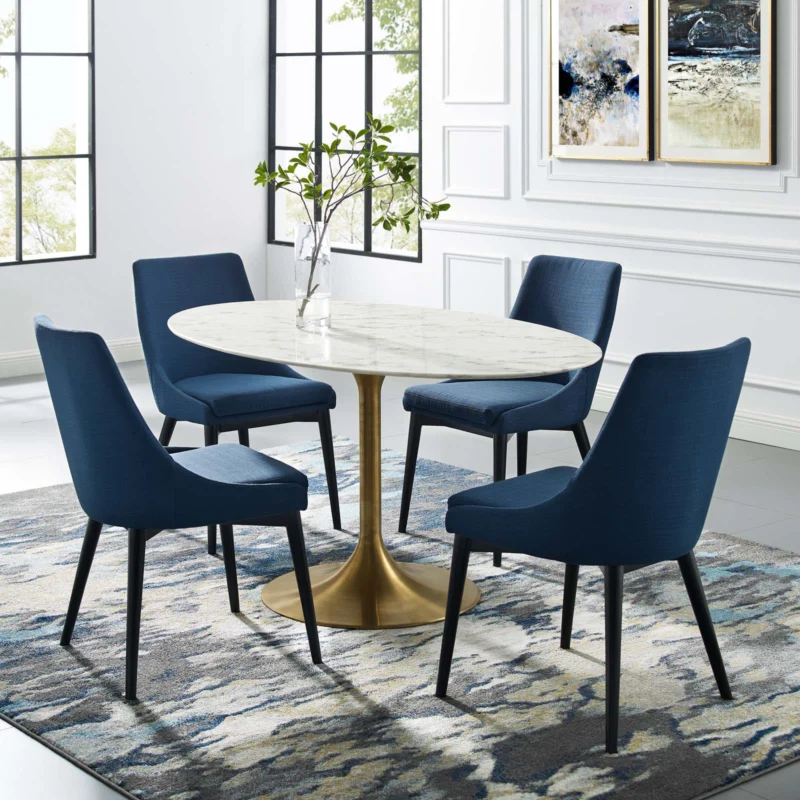 Modway Lippa 60" Oval Artificial Marble Dining Table in Gold White - EEI-3236 | Dining Tables | Modishstore - 1