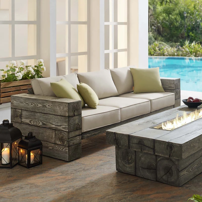 Manteo Rustic Coastal Outdoor Patio Sunbrella?? Sofa - EEI-3565 | Outdoor Sofas, Loveseats & Sectionals | Modishstore - 1